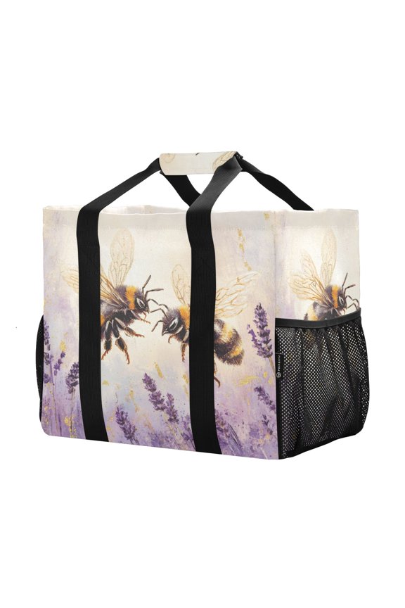 Mesh Beach Bags Totes Foldable Multiple Pockets Creatively Buzzing Harmony Printed