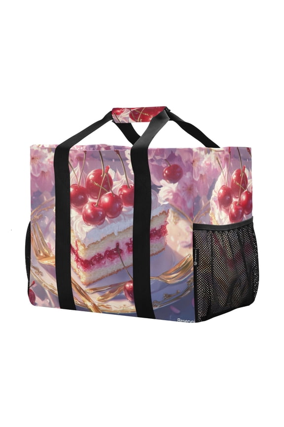 Mesh Beach Bags Totes Foldable Multiple Pockets Creatively Cherry Dream Slice Printed