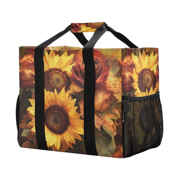 YAZAOO Mesh Beach Bags Totes Foldable Multiple Pockets Creatively Colorful Cub Felines Printed