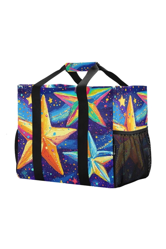 Mesh Beach Bags Totes Foldable Multiple Pockets Creatively Cosmic Brightness Printed
