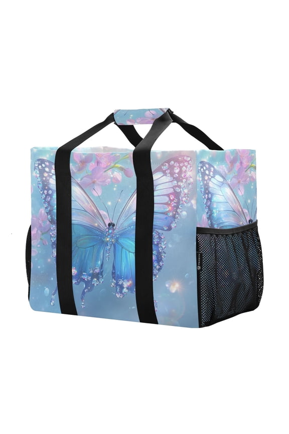 Mesh Beach Bags Totes Foldable Multiple Pockets Creatively Crystal Wings Printed