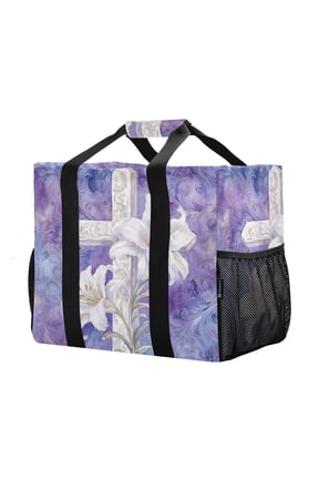 Mesh Beach Bags Totes Foldable Multiple Pockets Creatively Easter Cross Printing Printed