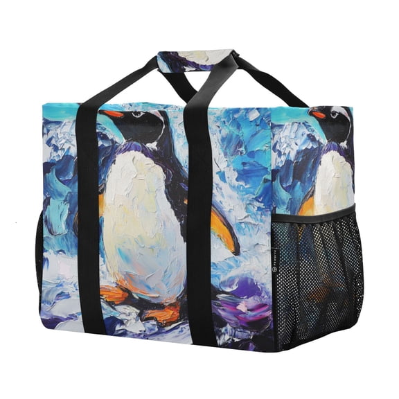 YAZAOO Mesh Beach Bags Totes Foldable Multiple Pockets Creatively Frozen Splendor Printed