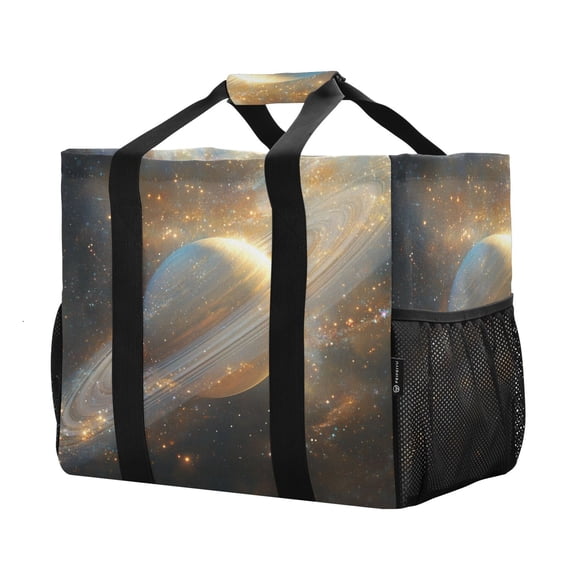 YAZAOO Mesh Beach Bags Totes Foldable Multiple Pockets Creatively Galactic Beauty Printed