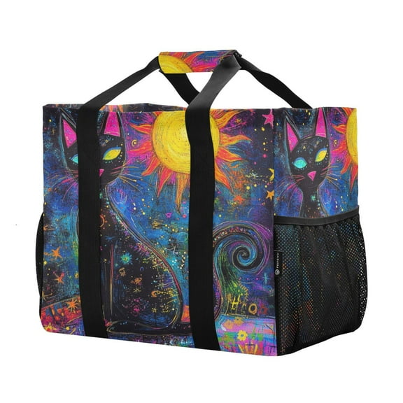 YAZAOO Mesh Beach Bags Totes Foldable Multiple Pockets Creatively Galactic Guardian Printed