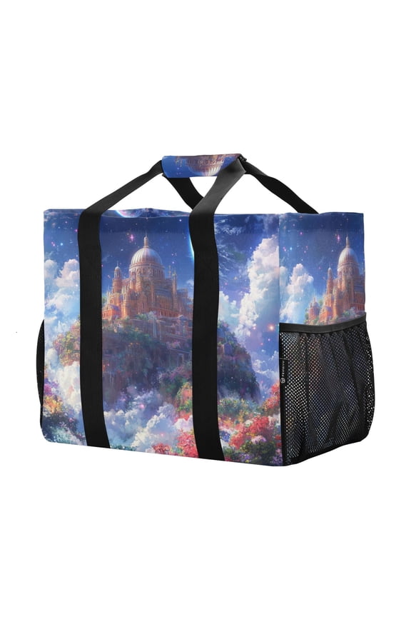 Mesh Beach Bags Totes Foldable Multiple Pockets Creatively Galactic Haven Printed