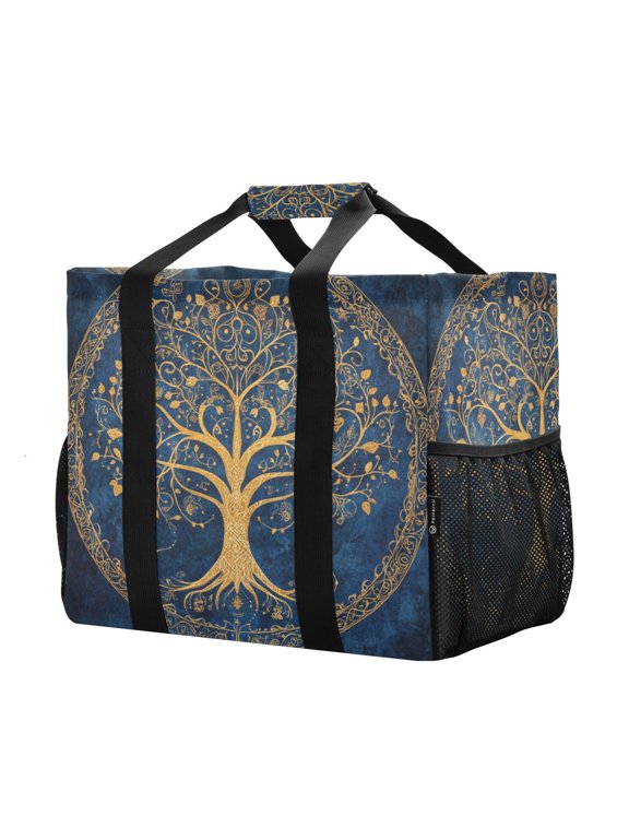 Mesh Beach Bags Totes Foldable Multiple Pockets Creatively Golden Circle Of Life Printed