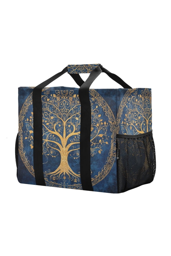 Mesh Beach Bags Totes Foldable Multiple Pockets Creatively Golden Circle Of Life Printed