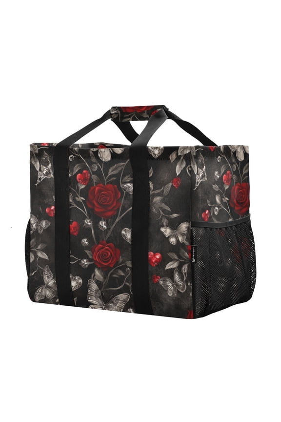 Mesh Beach Bags Totes Foldable Multiple Pockets Creatively Gothic Romance Printed