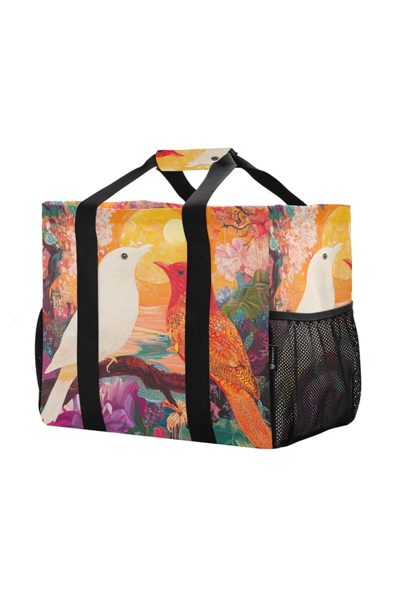 Mesh Beach Bags Totes Foldable Multiple Pockets Creatively Harmony in Color Printed