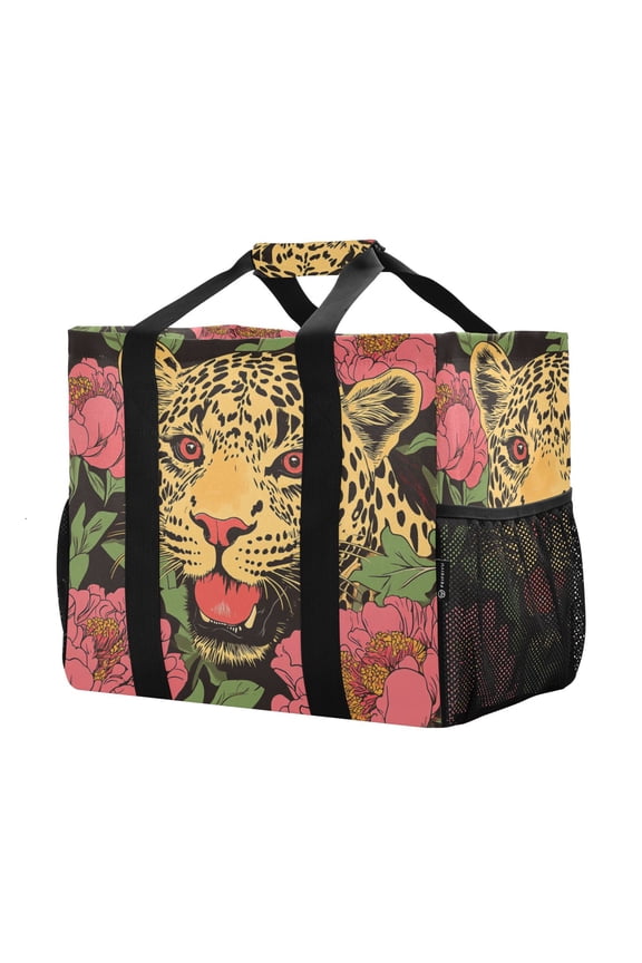 Mesh Beach Bags Totes Foldable Multiple Pockets Creatively Leopard Among Printed