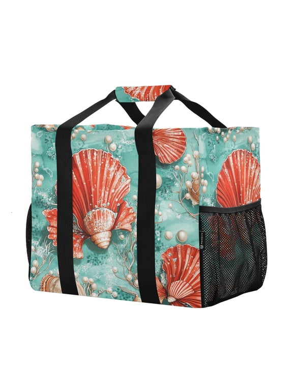 Mesh Beach Bags Totes Foldable Multiple Pockets Creatively Nautical Dance Printed
