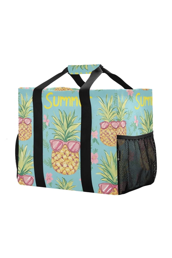 Mesh Beach Bags Totes Foldable Multiple Pockets Creatively Pineapple Party Printed