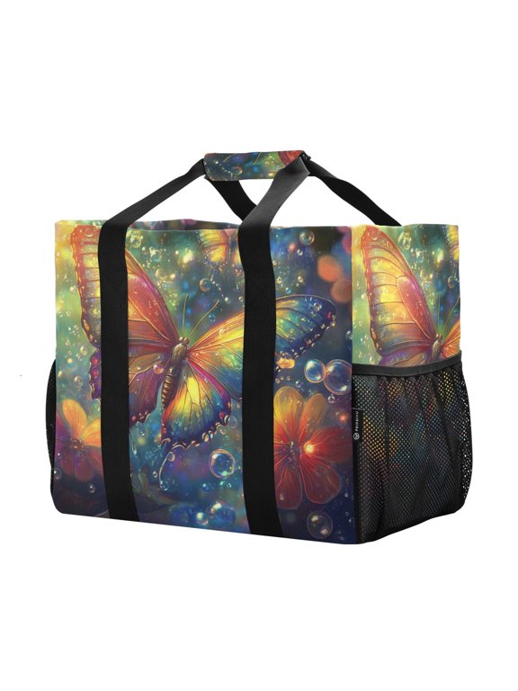 Mesh Beach Bags Totes Foldable Multiple Pockets Creatively Radiant Reflections Printed
