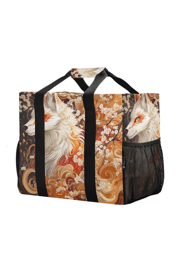 Mesh Beach Bags Totes Foldable Multiple Pockets Creatively Spirit Of The Flame Printed