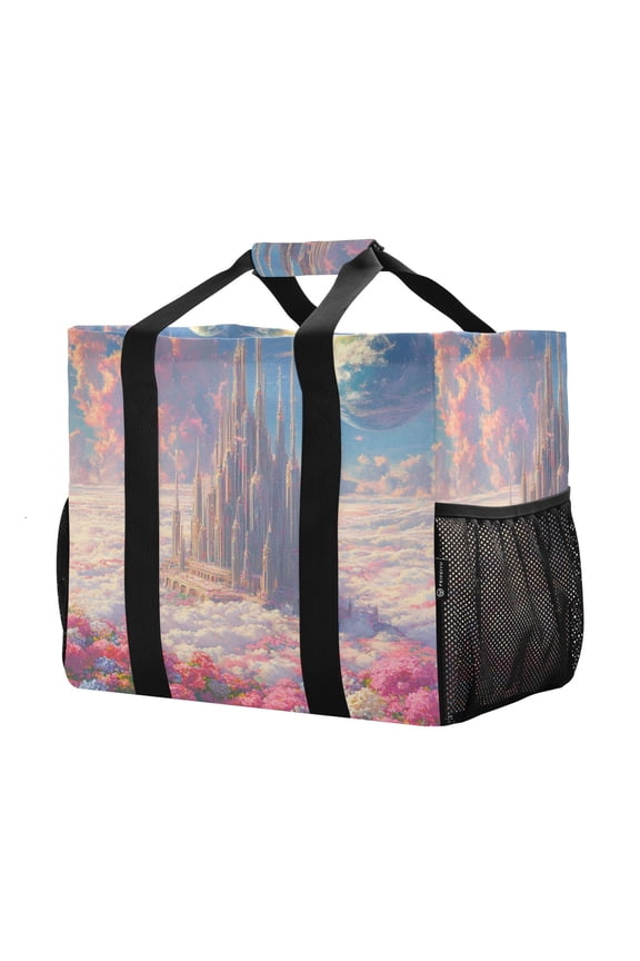 Mesh Beach Bags Totes Foldable Multiple Pockets Creatively Starlit Kingdom Printed