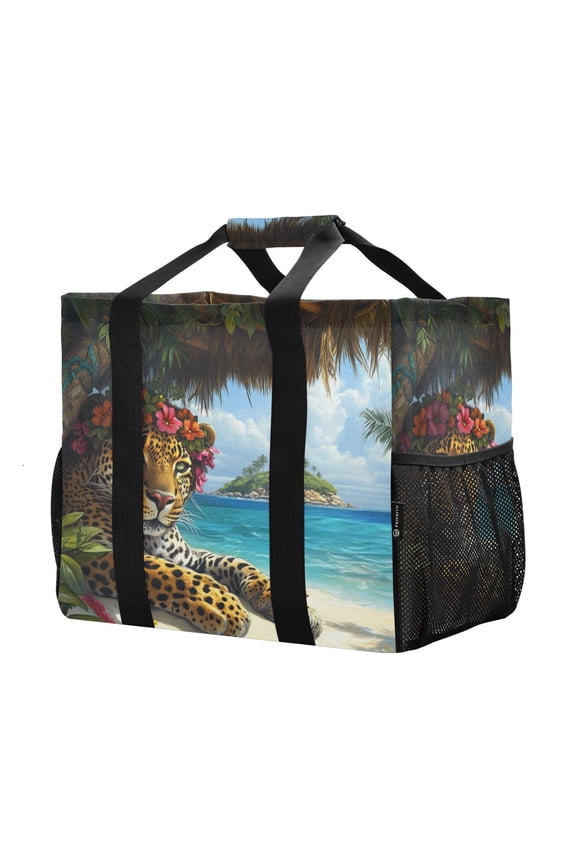 Mesh Beach Bags Totes Foldable Multiple Pockets Creatively Tropical Majesty Printed