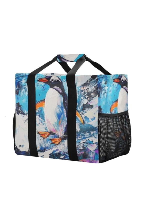 Mesh Beach Bags Totes Foldable Multiple Pockets Creatively Waves Of Joy Printed