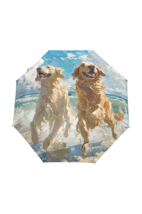 One-Touch Auto Open Close Rain Umbrella With Creative 0_0 (99sandy Paws and Happy Tails Pattern