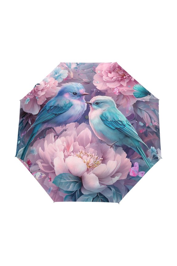 One-Touch Auto Open Close Rain Umbrella With Creative Birds Flowers Butterflies Pattern