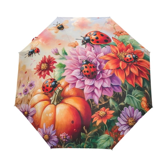 YAZAOO One-Touch Auto Open Close Rain Umbrella With Creative Blossoms and Bees Pattern