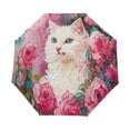thumbnail image 1 of YAZAOO One-Touch Auto Open Close Rain Umbrella With Creative Cat Surrounded by Rose Pattern, 1 of 7