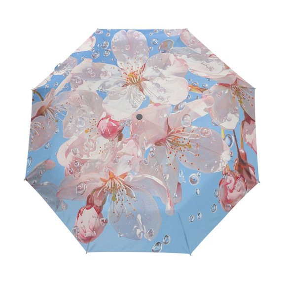 YAZAOO One-Touch Auto Open Close Rain Umbrella With Creative Cherry Blossoms Rain Pattern