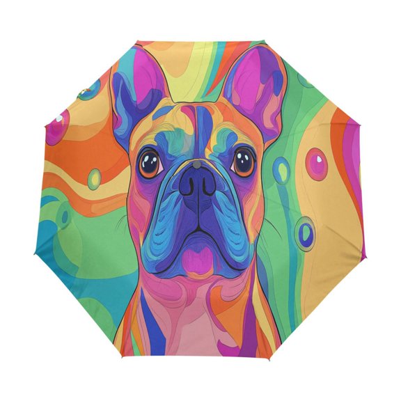 YAZAOO One-Touch Auto Open Close Rain Umbrella With Creative Colorful Dog Art Pattern