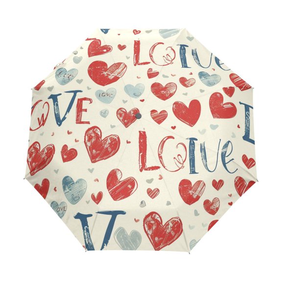 YAZAOO One-Touch Auto Open Close Rain Umbrella With Creative Colorful Hearts Of Affection Pattern