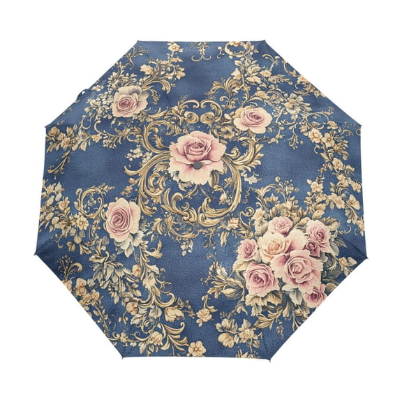 YAZAOO One-Touch Auto Open Close Rain Umbrella With Creative Damask Of Floral Pattern
