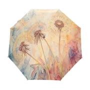 YAZAOO One-Touch Auto Open Close Rain Umbrella With Creative Dandelion Watercolor Painting Pattern