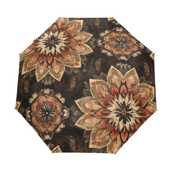 YAZAOO One-Touch Auto Open Close Rain Umbrella With Creative Earthy Elegance Pattern