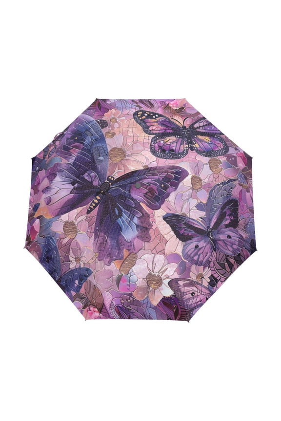 One-Touch Auto Open Close Rain Umbrella With Creative Enchanting Butterflies in Bloom Pattern