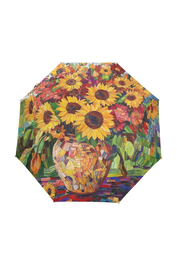 One-Touch Auto Open Close Rain Umbrella With Creative Floral Harmony Of Summer Pattern