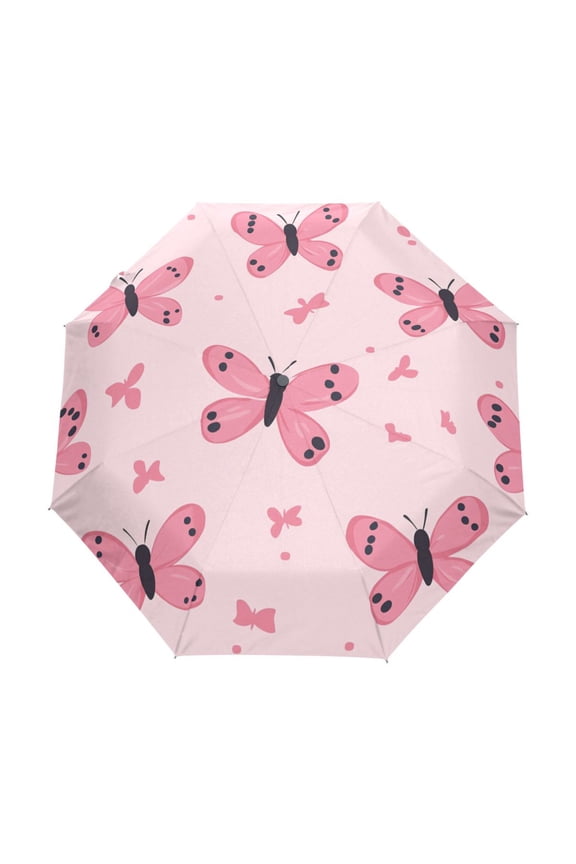 One-Touch Auto Open Close Rain Umbrella With Creative Fluttering Love Pattern