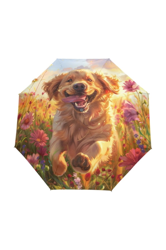 One-Touch Auto Open Close Rain Umbrella With Creative Happy Paws in Bloom Pattern