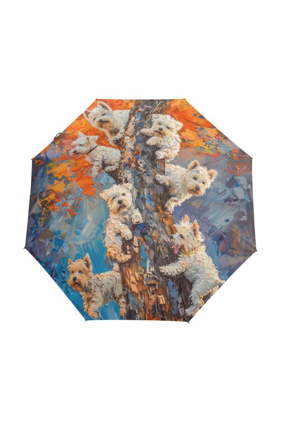 One-Touch Auto Open Close Rain Umbrella With Creative Little Climbers in Autumn Pattern