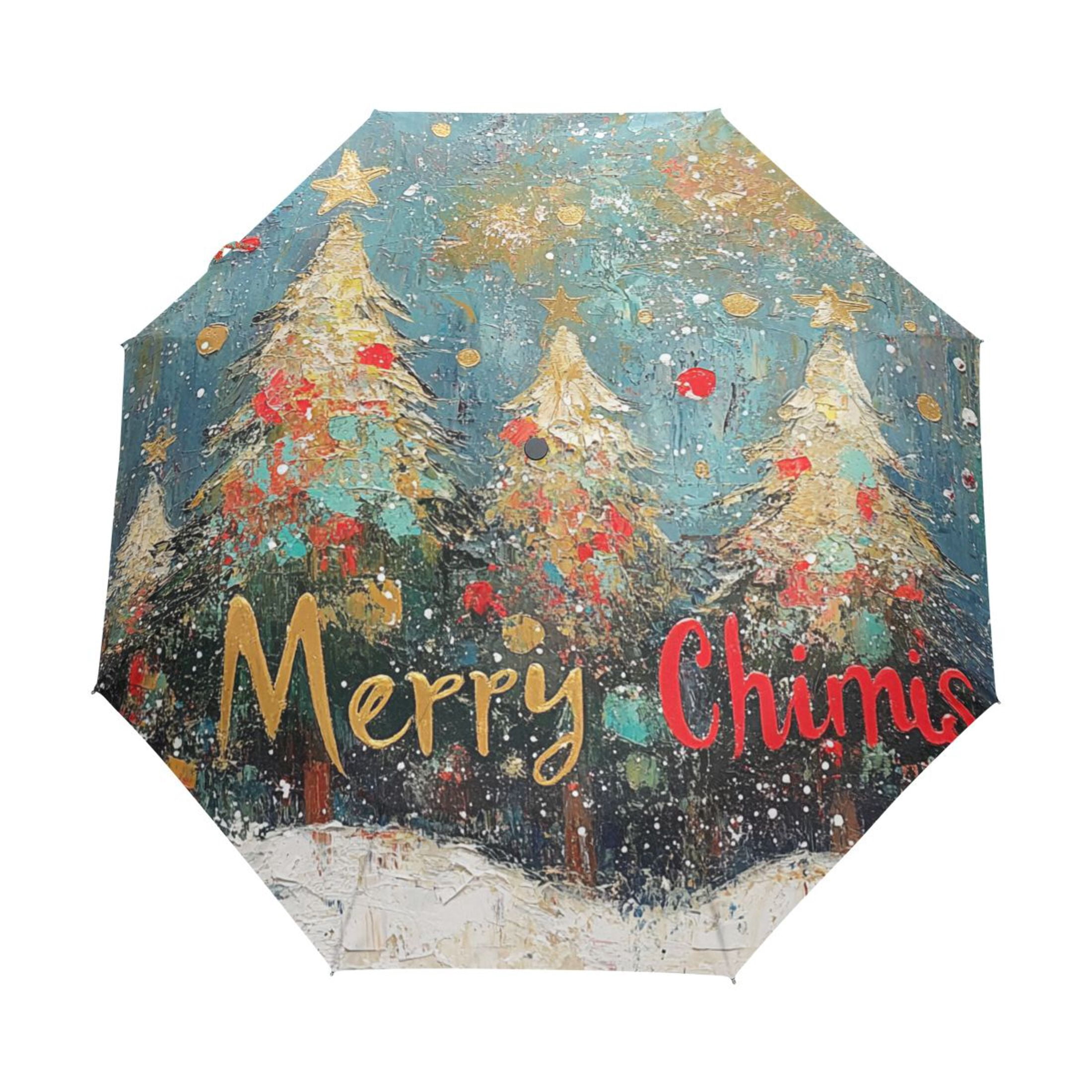 YAZAOO One-Touch Auto Open Close Rain Umbrella With Creative Merry Chimis Pattern