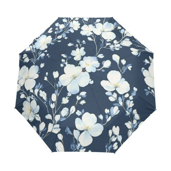 YAZAOO One-Touch Auto Open Close Rain Umbrella With Creative Midnight Blooms Pattern
