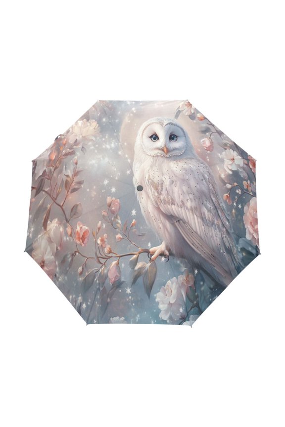 One-Touch Auto Open Close Rain Umbrella With Creative Owl with Flowers Pattern