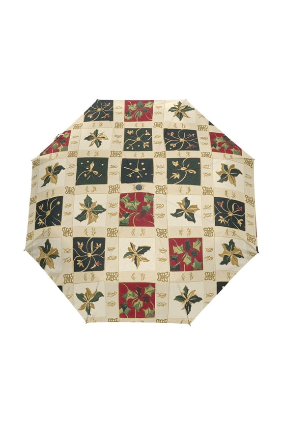 One-Touch Auto Open Close Rain Umbrella With Creative Patterned Leaves and Blooms Pattern