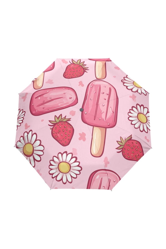 One-Touch Auto Open Close Rain Umbrella With Creative Summer Popsicle Delight Pattern