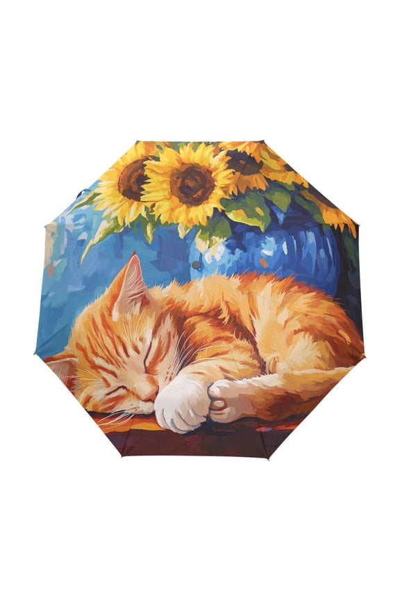 One-Touch Auto Open Close Rain Umbrella With Creative Sunflower Dreams Pattern