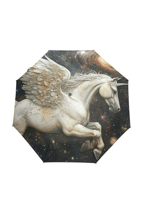 One-Touch Auto Open Close Rain Umbrella With Creative Unicorn in Space Pattern