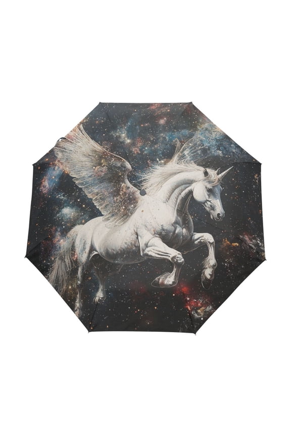 One-Touch Auto Open Close Rain Umbrella With Creative Unicorn in Space Pattern