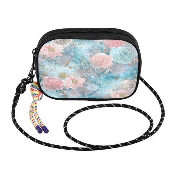 YAZAOO Pastel Floral Print Mini Crossbody Phone Bag Adjustable Rope Strap Small Shoulder Purseone size