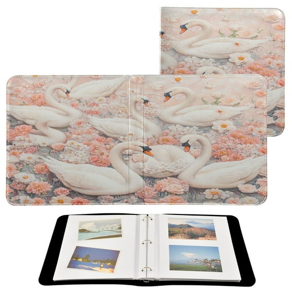 YAZAOO Photo Album Book Scrapbooking Elegant Swans in Blossom Paradise Printed Picture Album