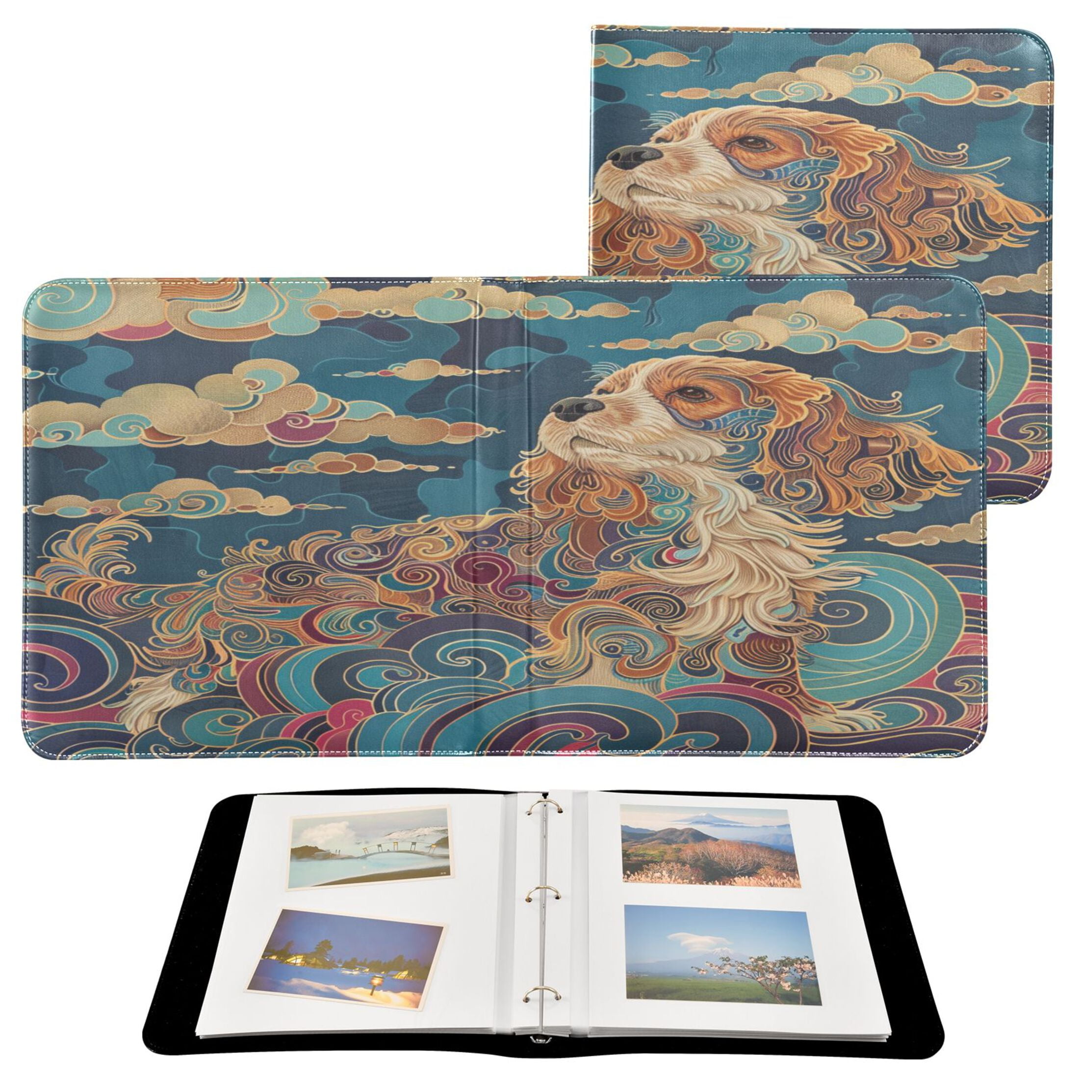 YAZAOO Photo Album Book Scrapbooking Pup in A Swirled Sky Printed Picture Album