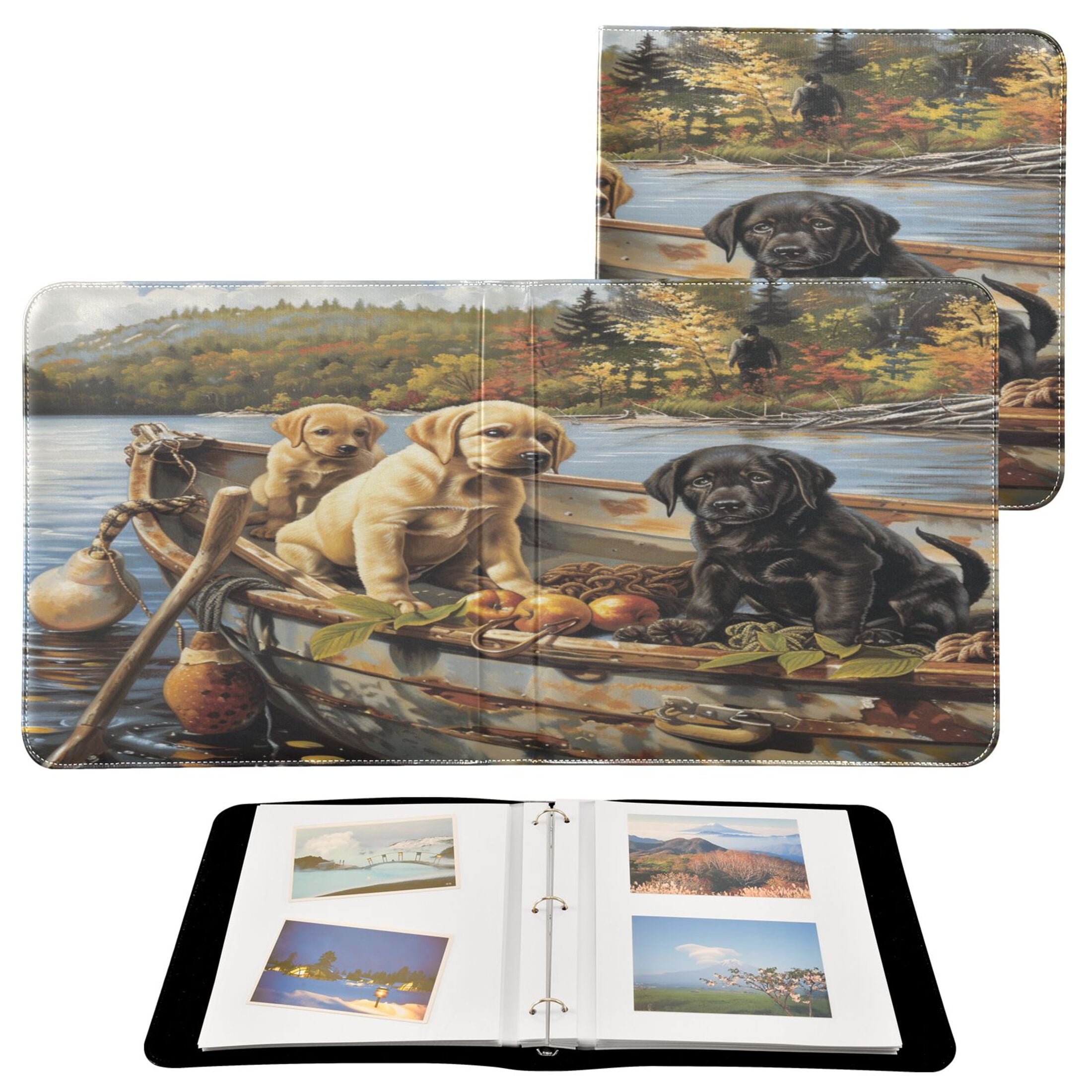 YAZAOO Photo Album Book Scrapbooking Puppies on Lake Adventur Printed Picture Album
