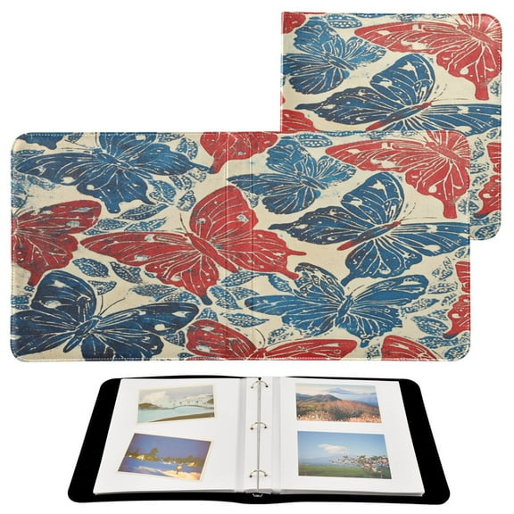 YAZAOO Photo Album Book Scrapbooking Red and Blue Butterflies Printed Picture Album